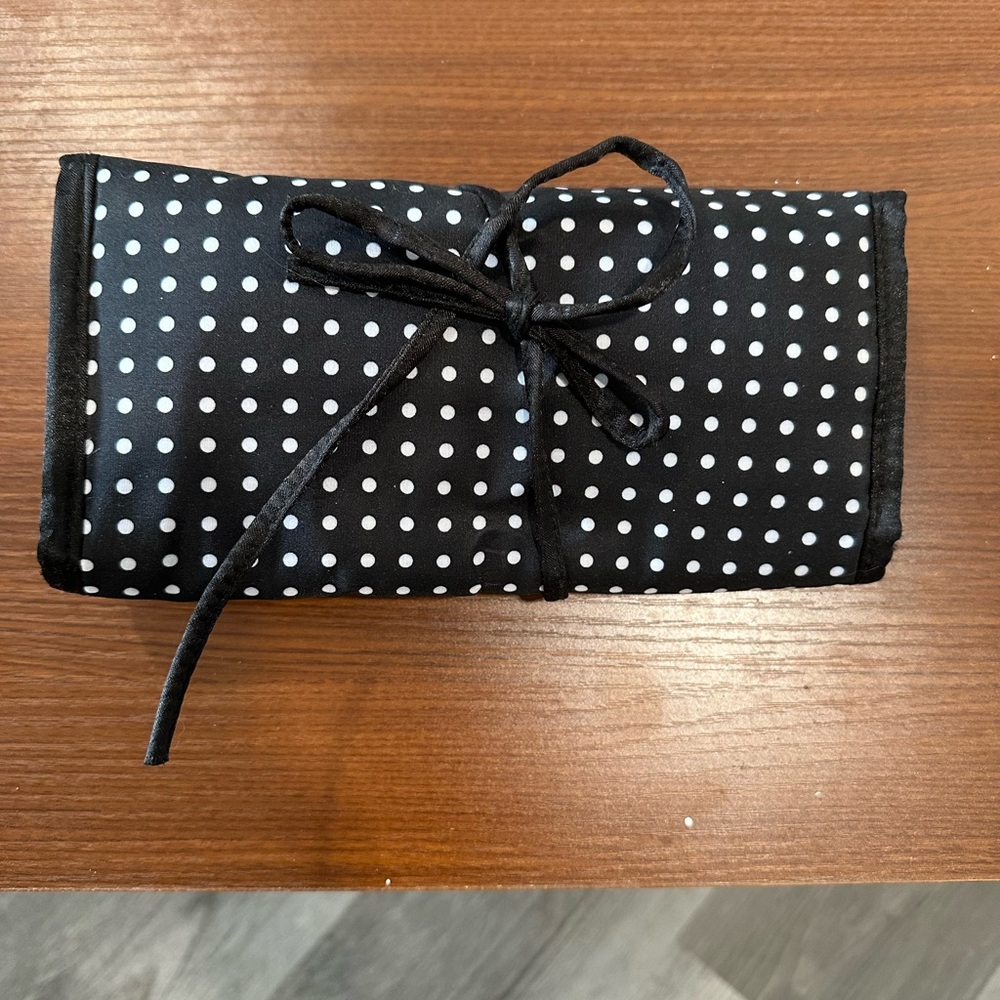 Black Polka Dot Roll-Up Pouch